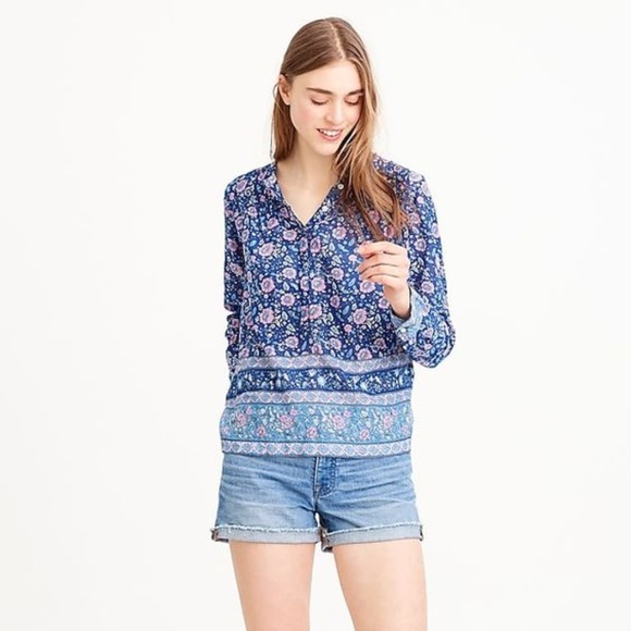 J. Crew Tops - J.Crew Cotton Voile Popover in Floral Block Print